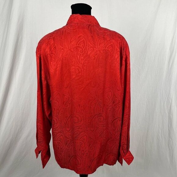 Silk Land Vintage 100% Silk Red Paisley Blouse - Women’s 10 - Picture 3 of 7